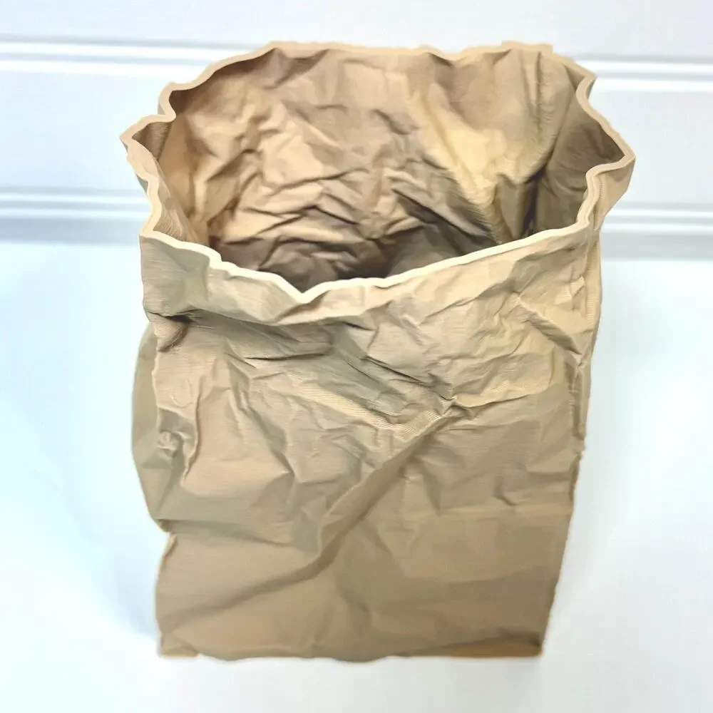 Kraftique - Paper Reborn , Crumpled Paper Bag Design, Small Tabletop Vase